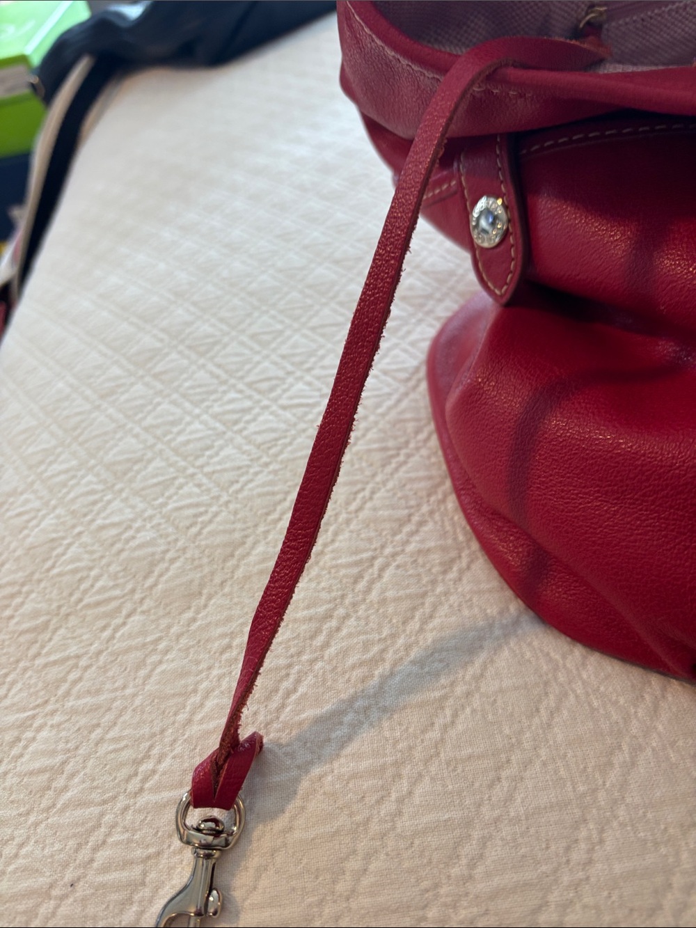 Dooney & Bourke Vibrant Red Leather Tote with Logo Plaque - Picture 7 of 7